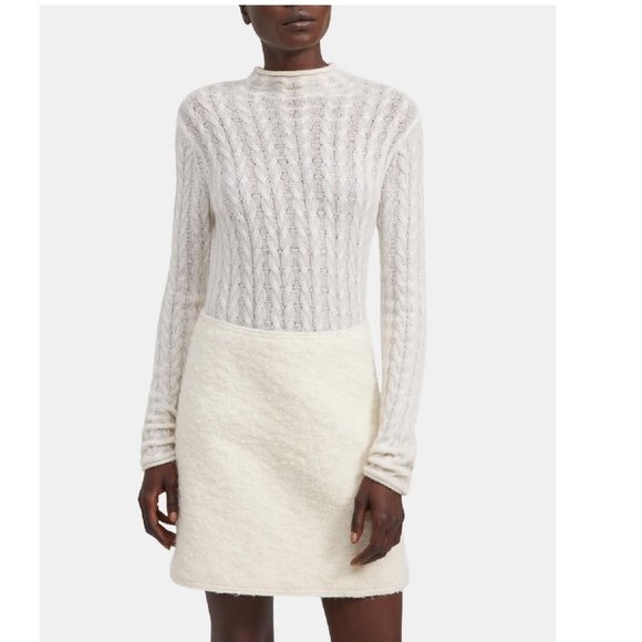 Theory Mock Neck Cable Knit Cashmere 